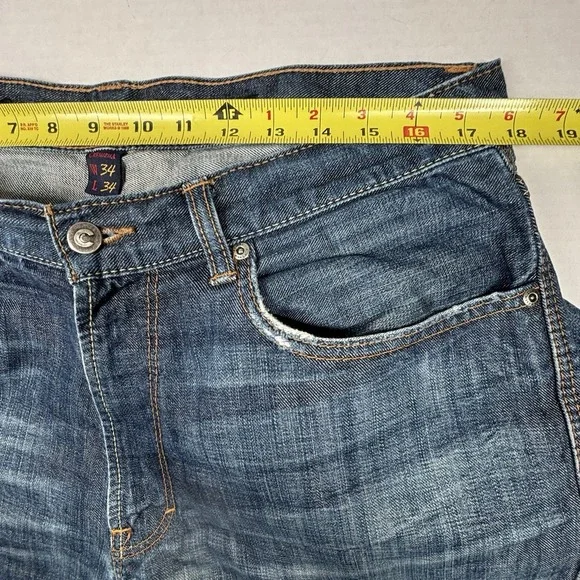Cremieux Premium Straight Men's 34X 34 Blue Jeans Whiskers Cotton Denim Street - Picture 5 of 10
